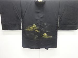 和楽器模様織り出し一つ紋絵羽織